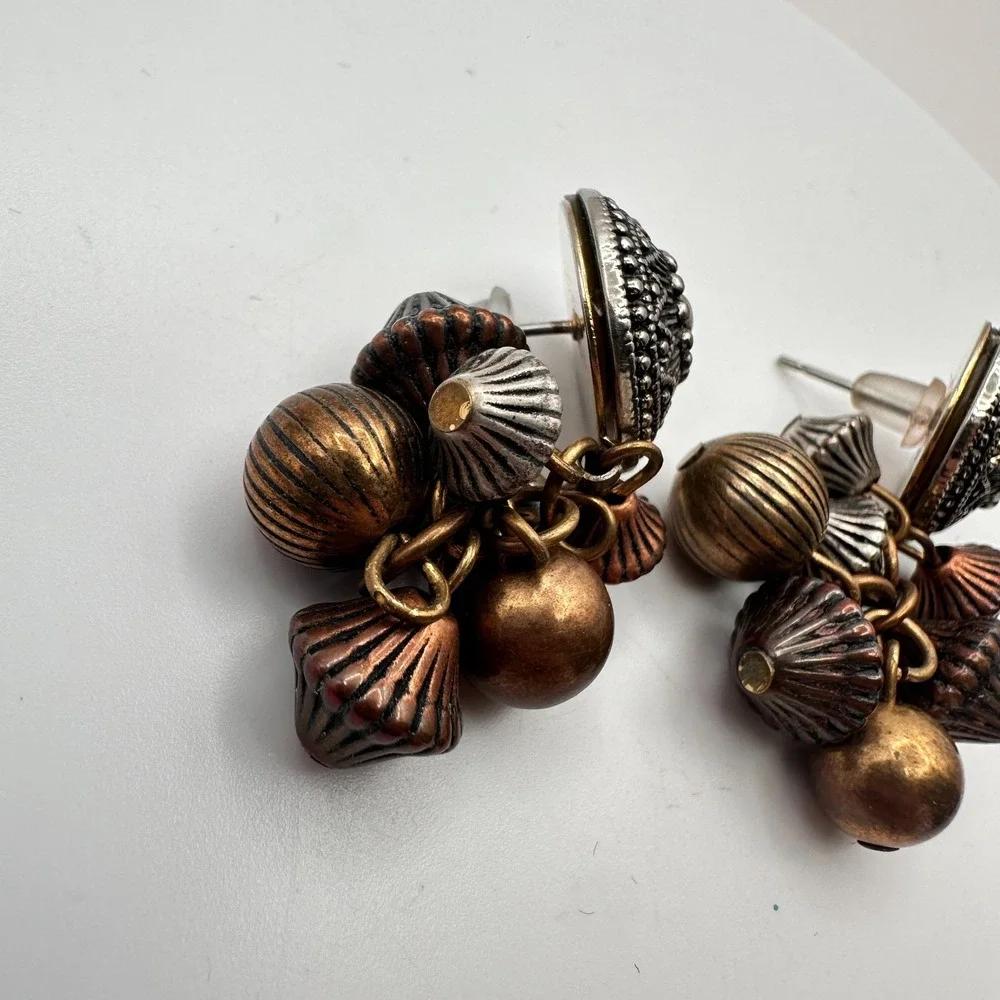 Vintage 90s Beaded Cluster Stud Earrings Boho Y2K Women's Jewelry